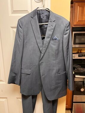 Z Zegna 2 Pc Suit Drk Gray 54R (IT)/44R(US) Drop 7 Wool Mohair AMF Stitching